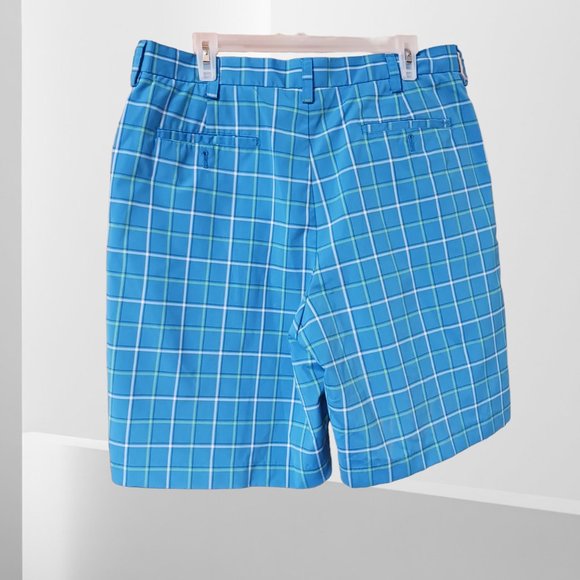 Mens  Izod Xtreme Function Blue  Plaid Golf Shorts  Size 36 - Picture 2 of 11
